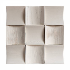 Light Milk Coffee Pine | Wire-Brushed Concave Arc 3D Solid Wood Mosaic Accent Wall