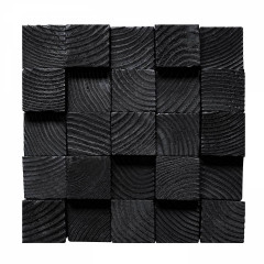 Carbonized Pine | 3-Height Small-Square 3D Solid Wood Mosaic Accent Wall