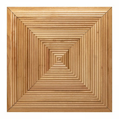 Natural Rubberwood | Half-Round Geometric 3D Solid Wood Mosaic Accent Wall
