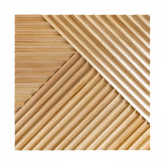 New Zealand Pine | Grooved Diagonal Joint 600&times;600 3D Solid Wood Mosaic Accent Wall