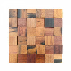 Weathered Boat Wood, 2mm Thickness 36-Grain 3D Solid Wood Mosaic Accent Wall Panel