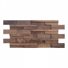 Black Walnut | Wide Strip Offset Joint 3D Solid Wood Mosaic Accent Wall