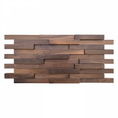 Black Walnut | Wide Strip Offset Joint 3D Solid Wood Mosaic Accent Wall