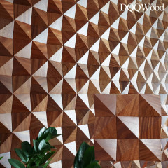 Diamond 3D Solid Wood Mosaic Wall &ndash; Sapele (Sapele Mahogany)
