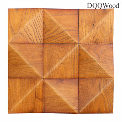Diamond 3D Solid Wood Mosaic Wall &ndash; Elm in Teak Finish