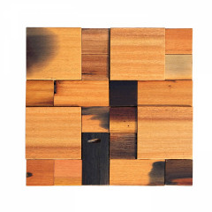 Weathered Boat Wood Square 3D Solid Wood Mosaic Accent Wall Panel