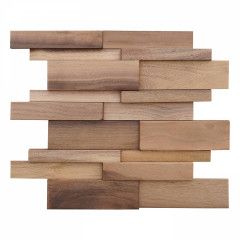 Black Walnut | Offset Joint 3D Solid Wood Mosaic Accent Wall