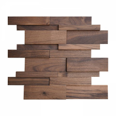 Black Walnut | Offset Joint 3D Solid Wood Mosaic Accent Wall