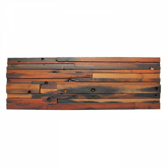 Weathered Boat Wood Thin Strip Flat Joint 3D Solid Wood Mosaic Accent Wall Panel