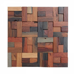Weathered Boat Wood H-Shaped Strip 3D Solid Wood Mosaic Accent Wall Panel