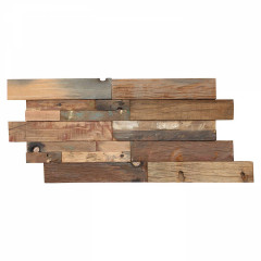 Weathered Boat Wood Offset-Joint 3D Solid Wood Mosaic Accent Wall Panel