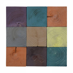 Colored Pine Flat 9-Grain Solid Wood Mosaic Accent Wall Panel