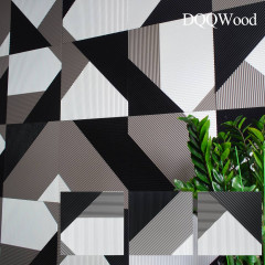 MDF | Black White Gray Half-Round Diagonal Spliced 600 Mosaic Accent Wall