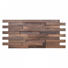 Black Walnut | Wide Slim Strip Offset Joint 3D Solid Wood Mosaic Accent Wall