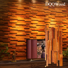 Rosewood | Wide Strip Offset-Joint 3D Mosaic Accent Wall Panel