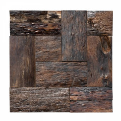 Clear Varnished Bark Wood | Rectangular 3D Mosaic Accent Wall Panel