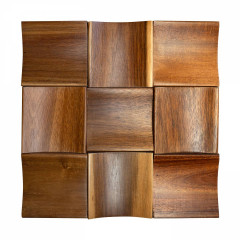 Nanyang Walnut Walnut Finish Recessed Curved 3D Solid Wood Mosaic Accent Wall Panel