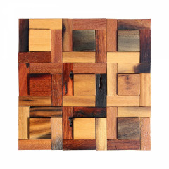 Boat Wood Small Square Loop 3D Solid Wood Mosaic Wall Panel