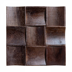Dark Walnut Pinegroove Wood Curved Recessed 3D Solid Wood Mosaic Wall Panel