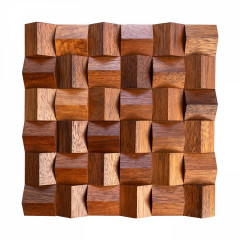 Reddish Brown Pinegroove Wood Small Triangle 3D Solid Wood Mosaic Wall Panel