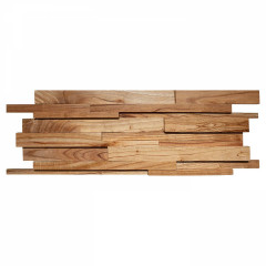 Natural Raw Neem Wood Offset Joint 3D Solid Wood Mosaic Wall Panel
