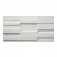 Hardwood White Finish Wide Strip Butt Joint 3D Solid Wood Mosaic Wall Panel
