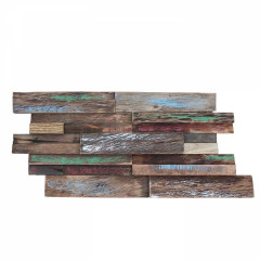 Tinted Bark Wood | Wide Strip Offset-Joint Mosaic Accent Wall Panel