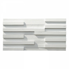 Hardwood White Finish Thin Strip Butt Joint 3D Solid Wood Mosaic Wall Panel