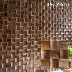 Pinegroove Light Walnut Curved Recessed 3D Solid Wood Mosaic Wall Panel