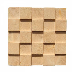 Solid Pine | 2&amp;amp;quot; Thick 3D Solid Wood Mosaic Accent Wall