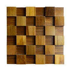 Burma Teak | Small Cube 3D Mosaic Accent Wall