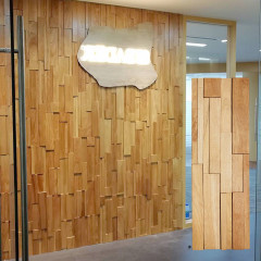 Rubberwood | Wide Strip 3D Mosaic Accent Wall