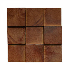 Reddish-Brown Solid Pine | 5cm Thick 9-Piece 3D Mosaic Accent Wall
